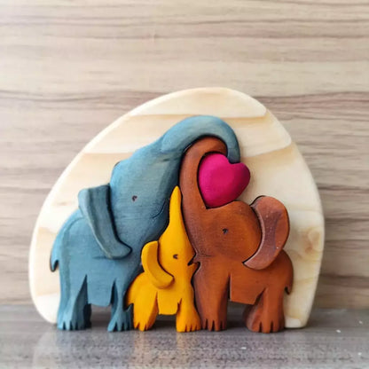 Elephant Heart Family of 3 Wood Art