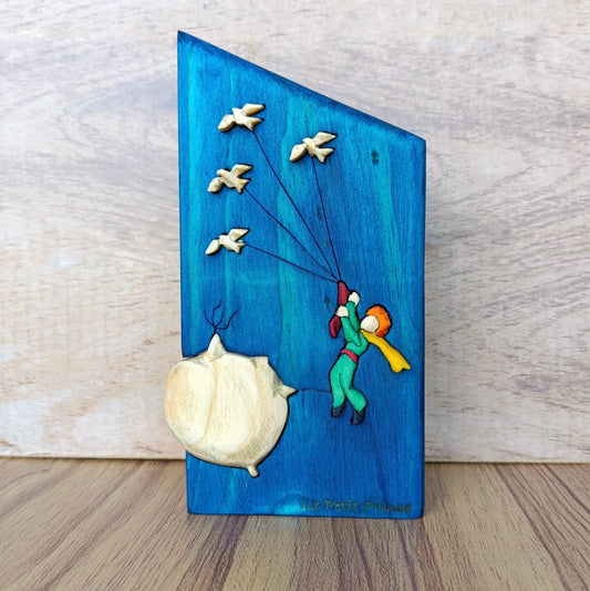 Little Prince with Doves Wood Art