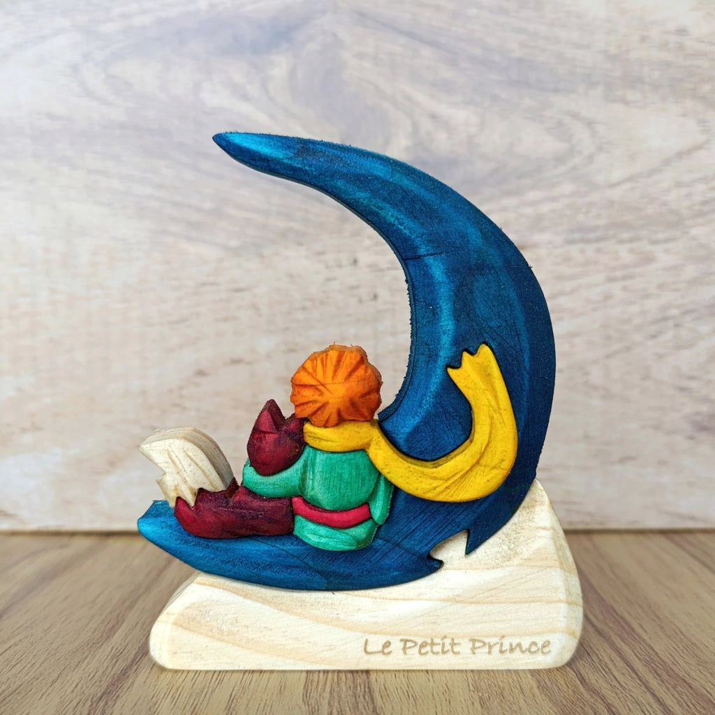 Little Prince on the Moon Wood Art