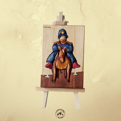 Botero Pedrito Wood Art on Easel