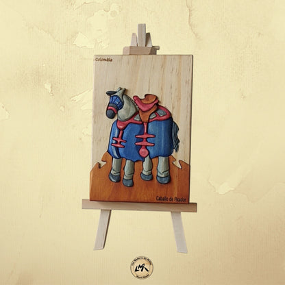 Botero Picador's Horse Wood Art on Easel