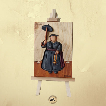 Botero Bishop Wood Art on Easel