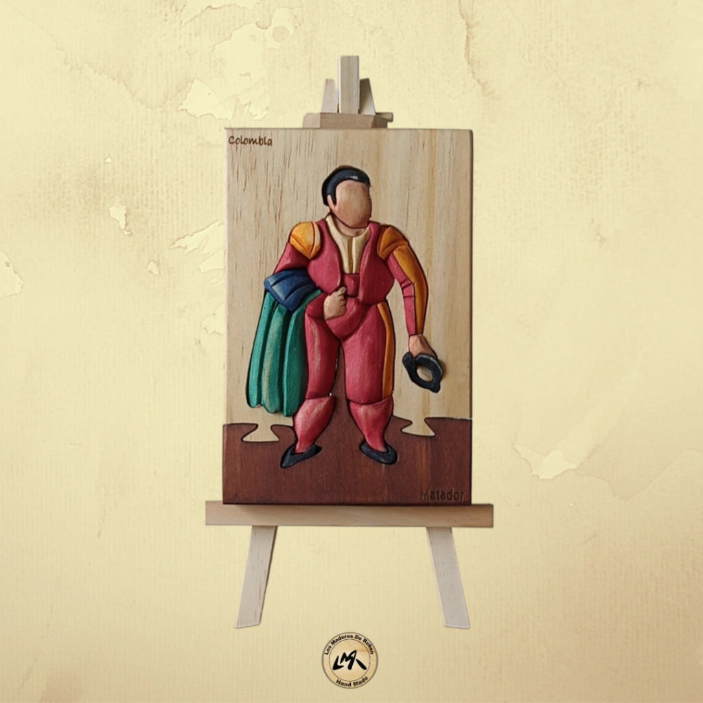 Botero Matador Wood Art on Easel