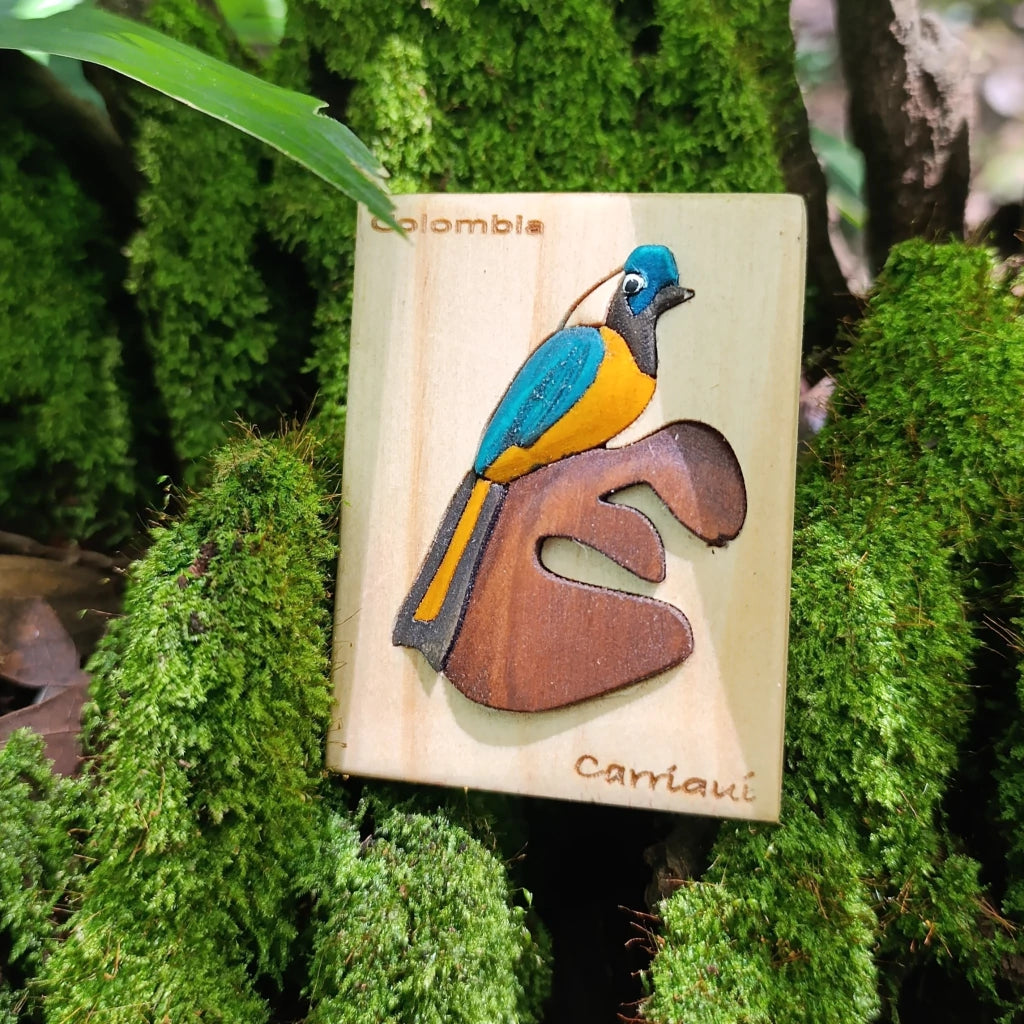 Green Jay Wooden Fridge Magnet