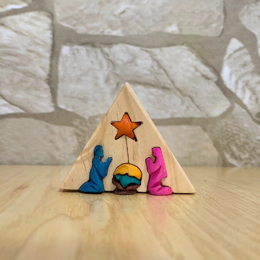 Triangle Wooden Nativity Scene