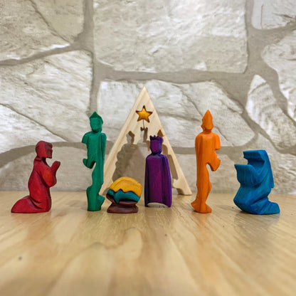 Triangle Wooden Nativity Scene