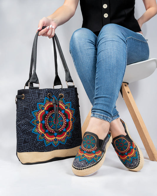 Yoki Black Shoes & Handbag Set by Pontiak
