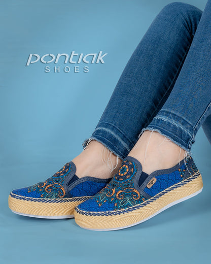 Priya Blue Slip-On Espadrille Sneakers by Pontiak