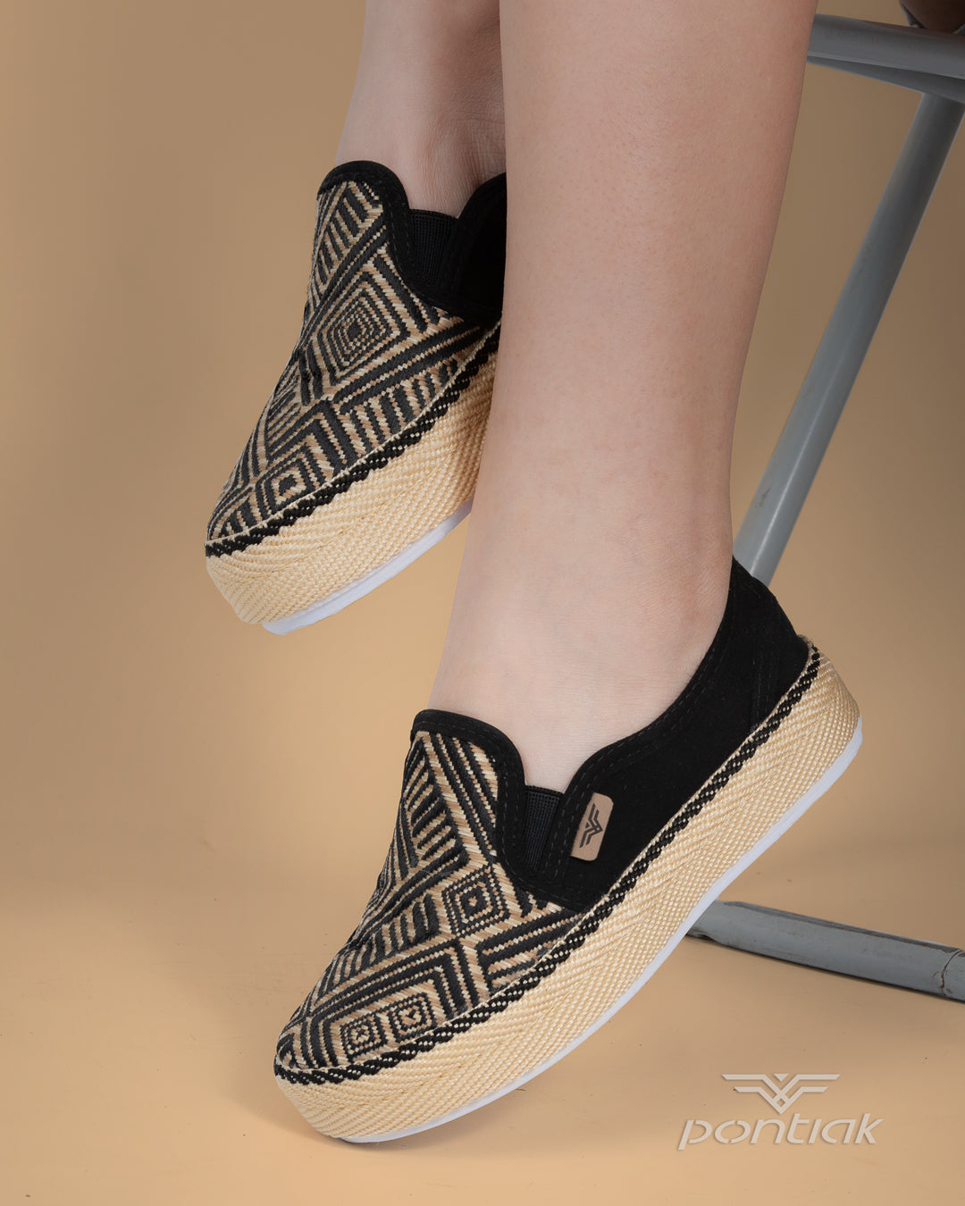 Diamond Black Slip-On Espadrille Sneakers by Pontiak