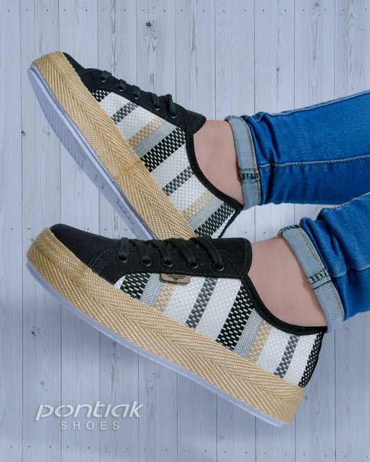 RM Black Lace-Up Espadrille Sneakers by Pontiak