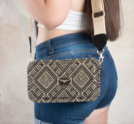 Diamond Black Shoes & Crossbody Bag Set by Pontiak