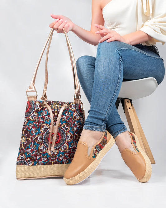Side Orange Shoes & Handbag Set by Pontiak