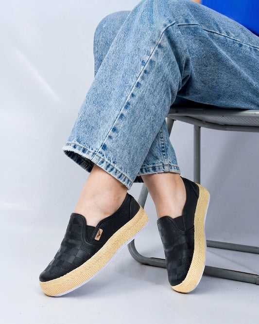 Plaid Black Slip-On Espadrille Sneakers by Pontiak