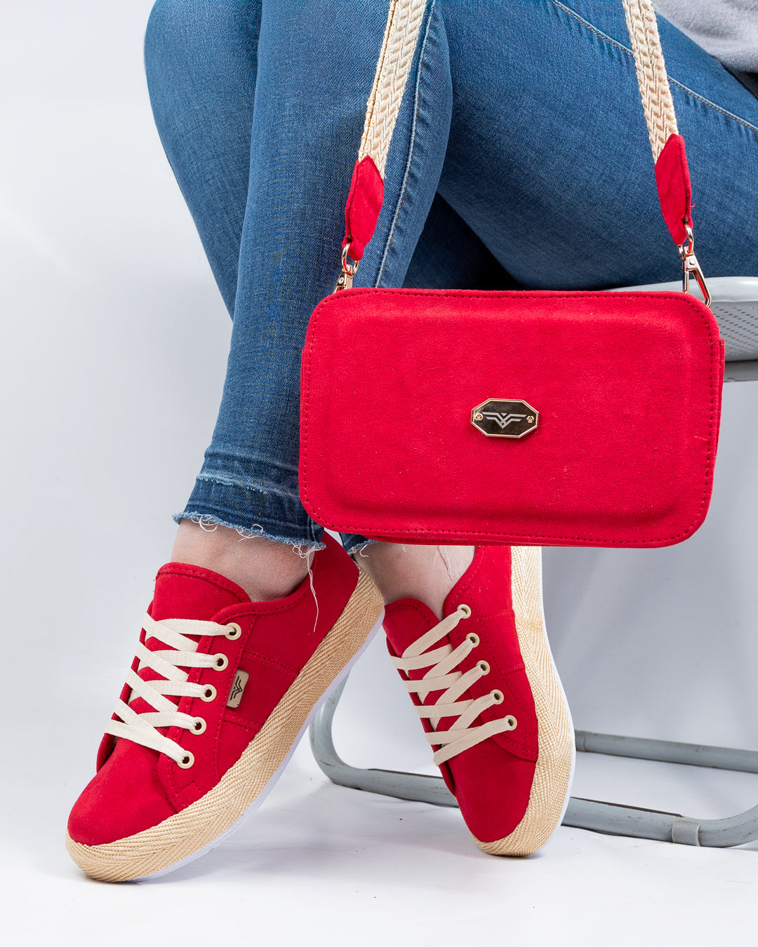 Red Shoes & Crossbody Bag Set by Pontiak