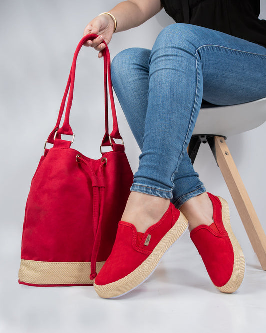 Lince Red Shoes & Handbag Set by Pontiak