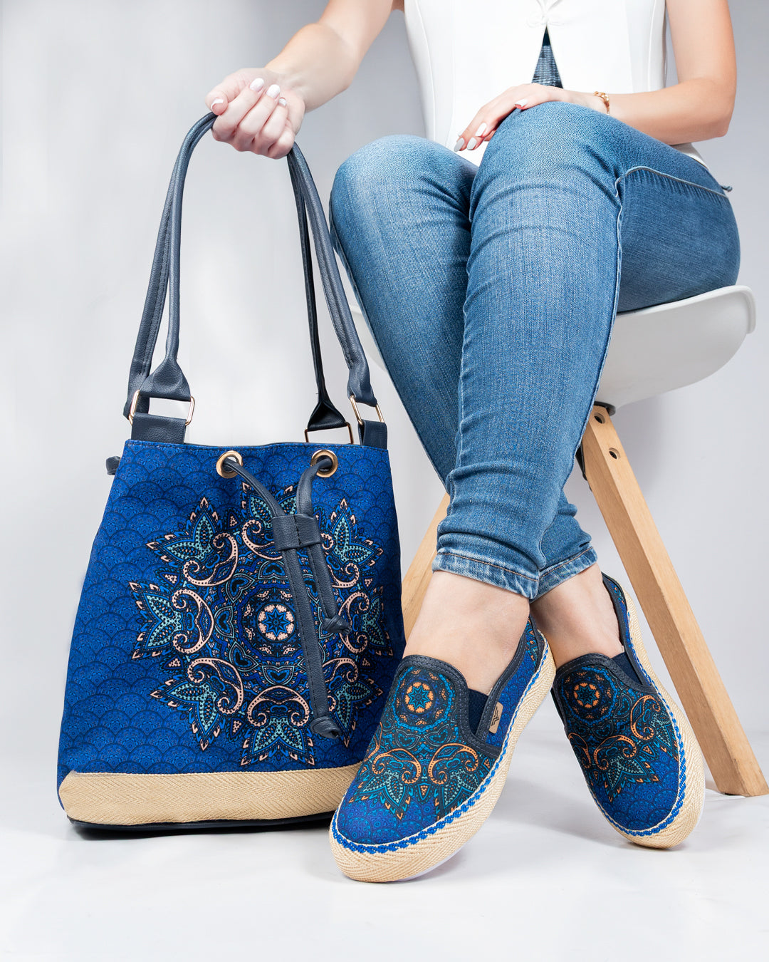 Priya Denim Shoes & Handbag Set by Pontiak