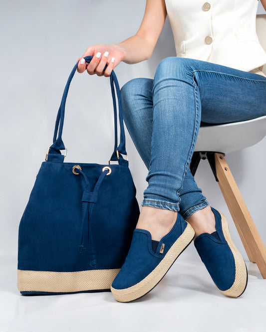Navy Shoes & Handbag Set by Pontiak