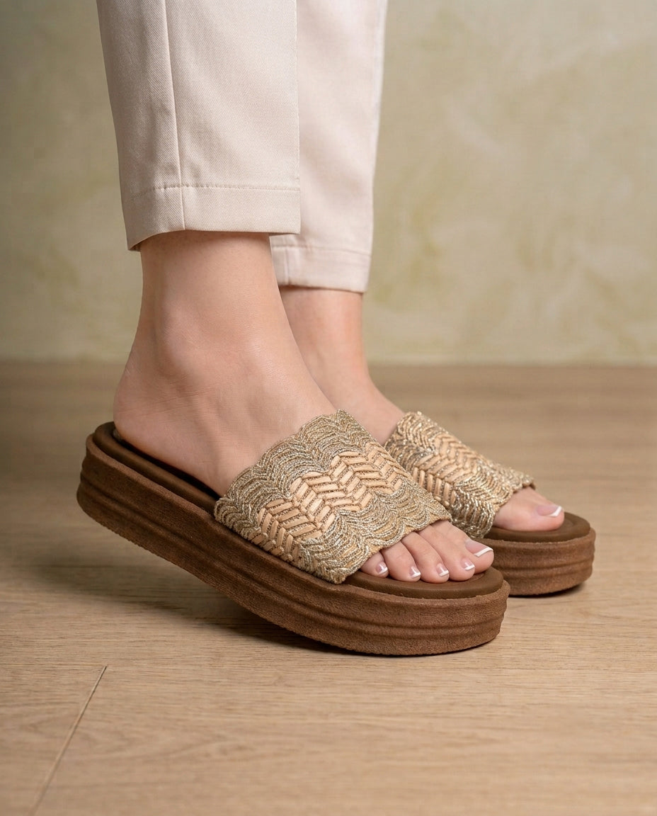 Canoa Dusty Rose Platform Slide Sandals by Pontiak