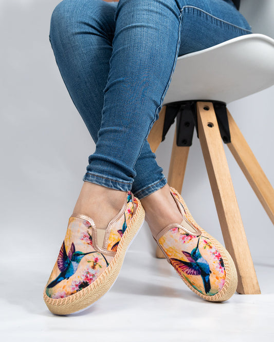Hummingbird Pink Slip-On Espadrille Sneakers by Pontiak