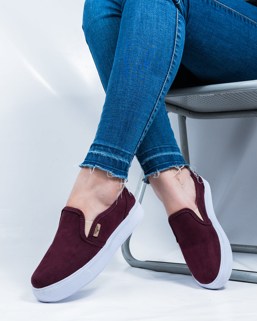 Suede Burgundy Slip-On Espadrille Sneakers by Pontiak