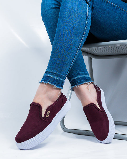 Suede Burgundy Slip-On Espadrille Sneakers by Pontiak