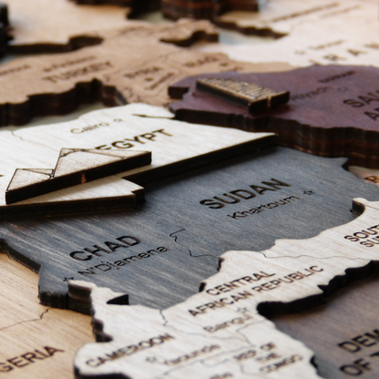 3D Wooden World Map Wall Art – Handmade Multilayer Travel Map