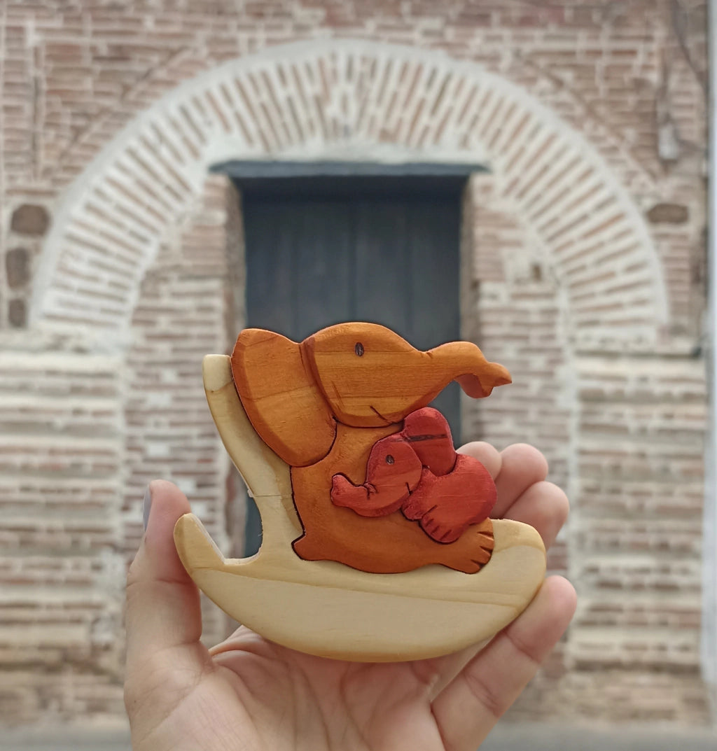 Mother Elephant Wood Art