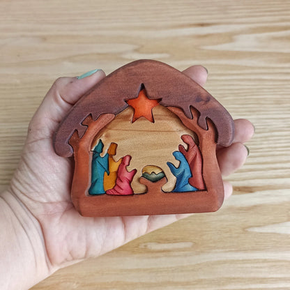 Complete with Three Kings Wooden Nativity Scene