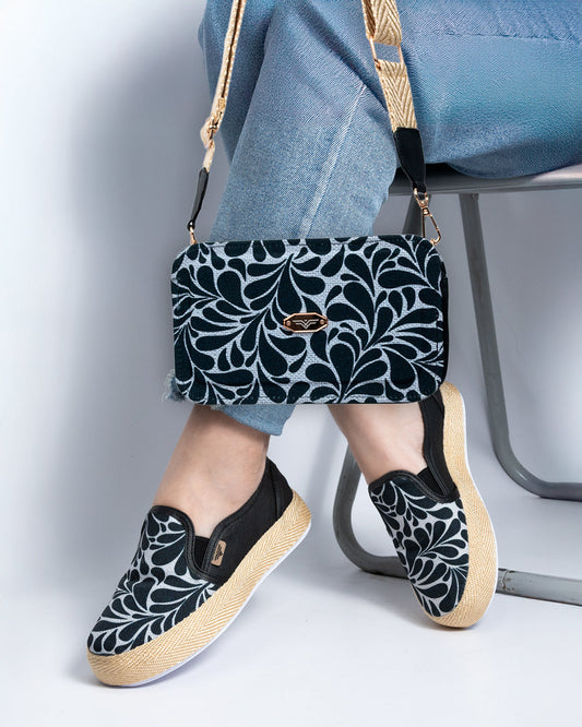 Pampa Black Shoes & Crossbody Bag Set by Pontiak