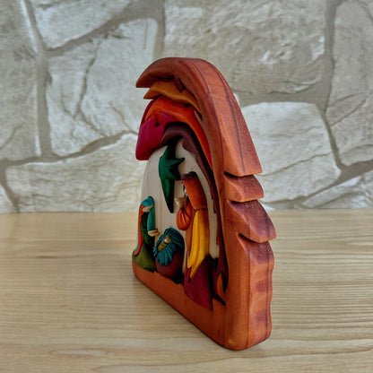 Grotto Wooden Nativity Scene