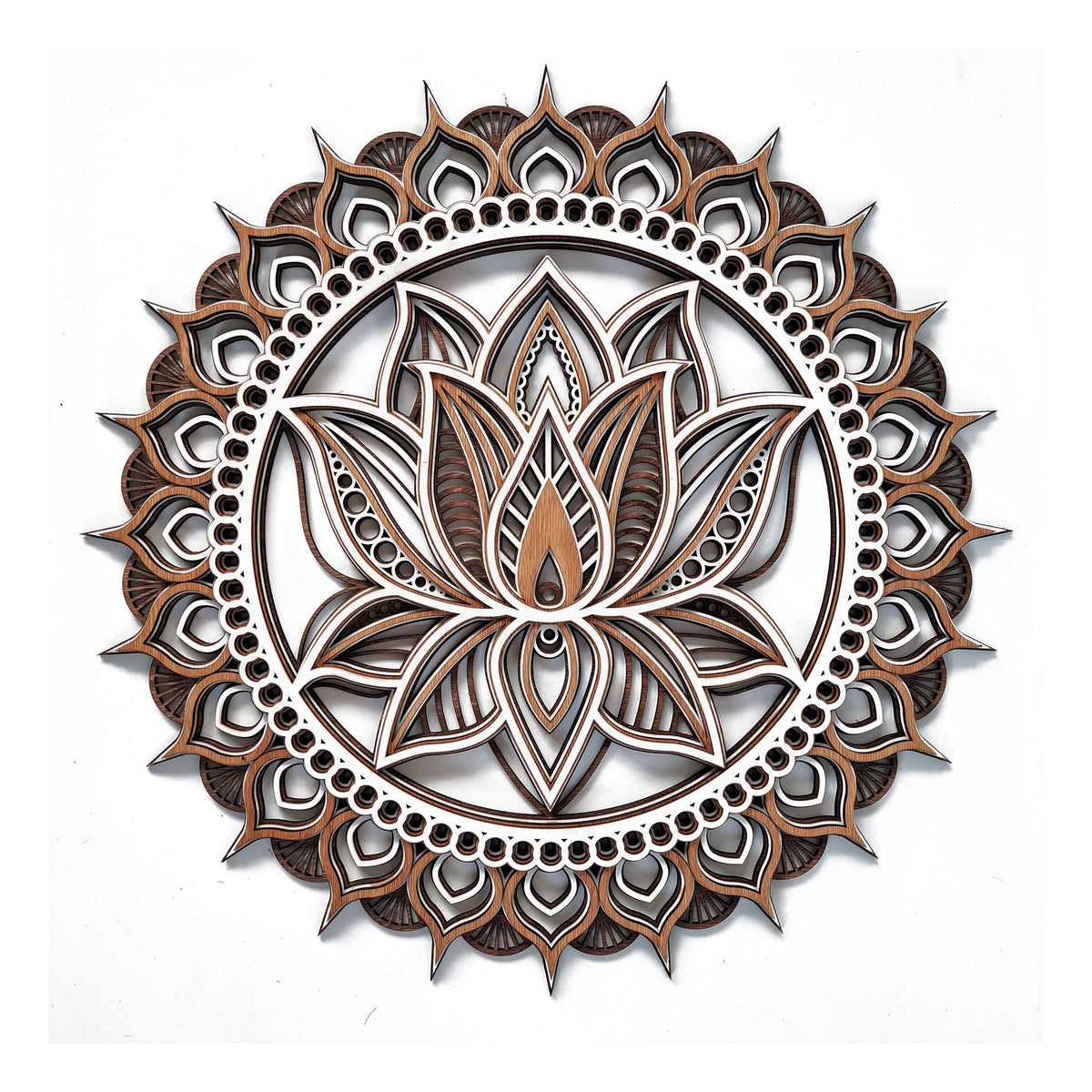 Lotus Flower Mandala Wooden Wall Art – 60 cm Zen Decor