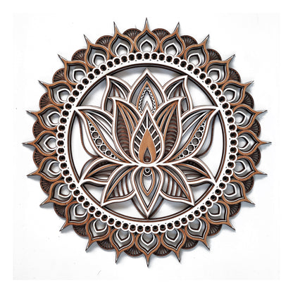 Lotus Flower Mandala Wooden Wall Art – 60 cm Zen Decor