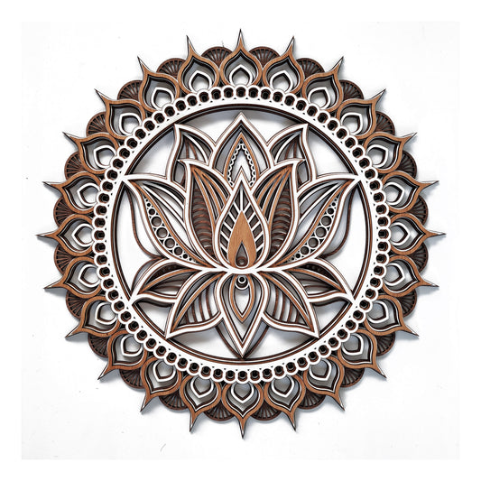 Lotus Flower Mandala Wooden Wall Art – 60 cm Zen Decor