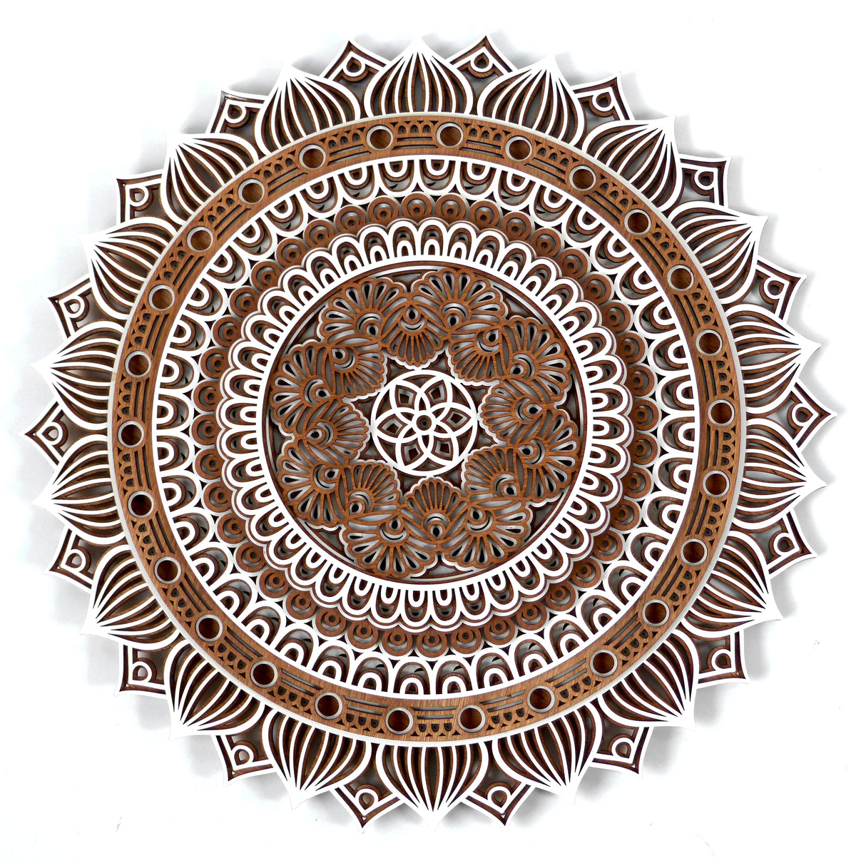 Sunflower Mandala Wooden Wall Art – Colorful 60 cm Decor