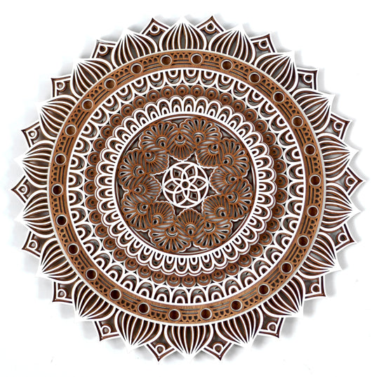 Sunflower Mandala Wooden Wall Art – Colorful 60 cm Decor
