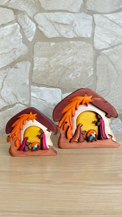 Shooting Star Wooden Nativity Scene