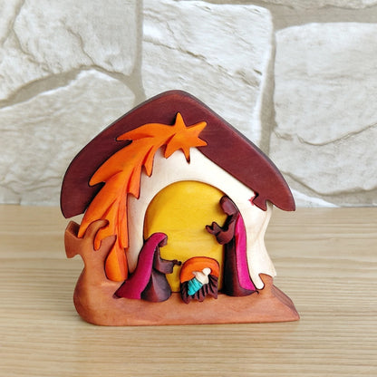 Shooting Star Wooden Nativity Scene