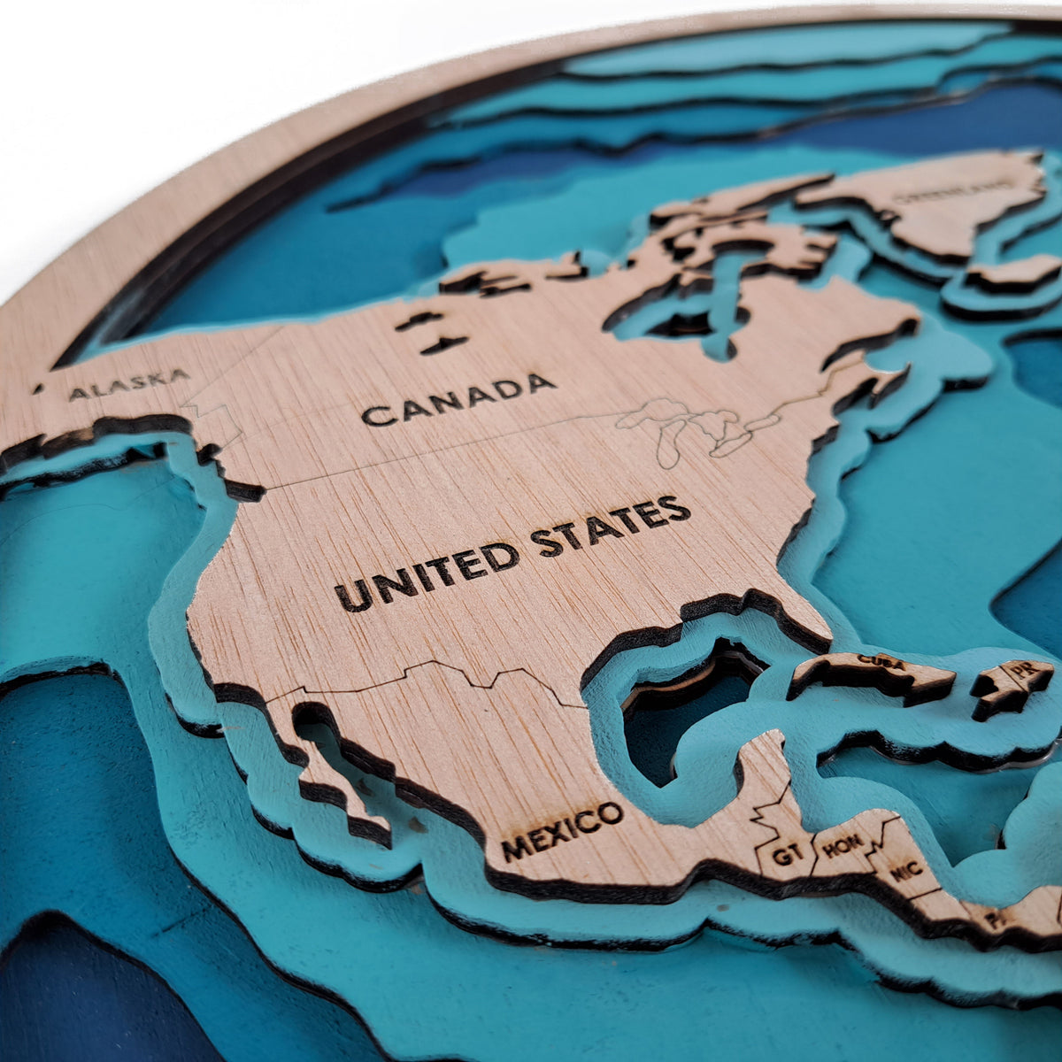 Multilayer Wooden World Globe Wall Art – 3D Layered Decor