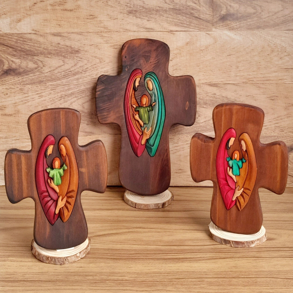 Holy Family Wooden Wall Crucifix