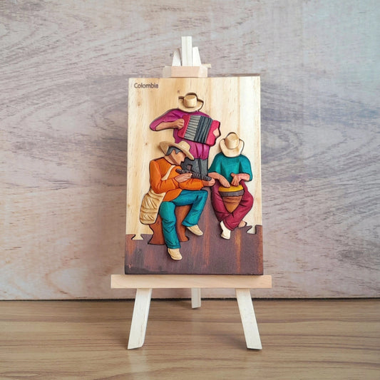 Vallenato Party Wood Art on Easel