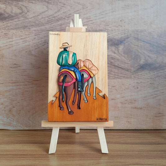Arriero "The Journey" Wood Art on Easel
