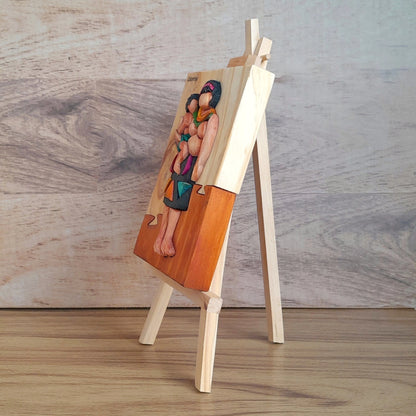 Embera Woman Wood Art on Easel