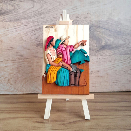 "Horizontes" Colombian Landscape Wood Art on Easel