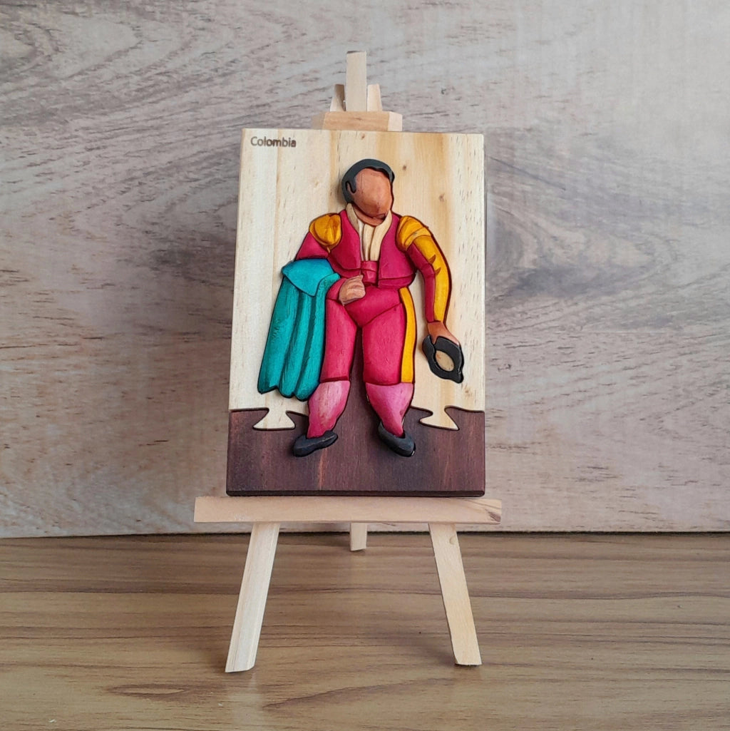 Botero Matador Wood Art on Easel