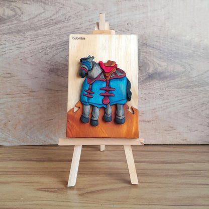 Botero Picador's Horse Wood Art on Easel