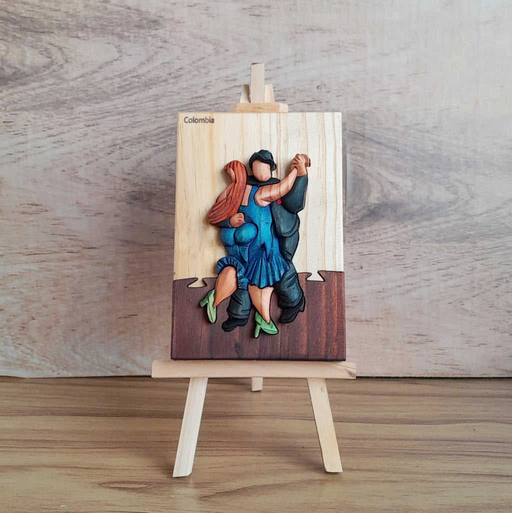 Botero Dancers Wood Art on Easel