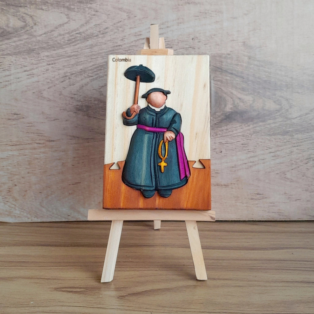 Botero Bishop Wood Art on Easel