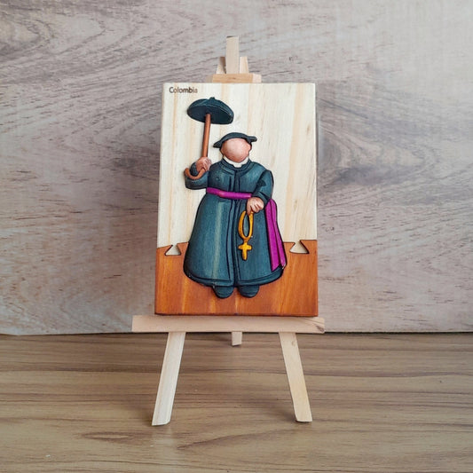Botero Bishop Wood Art on Easel