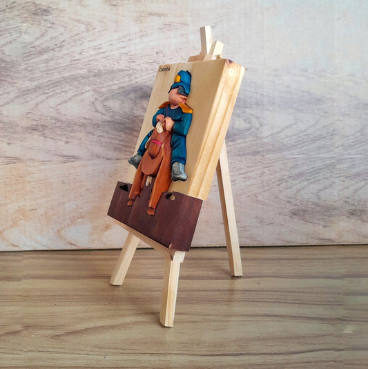Botero Pedrito Wood Art on Easel