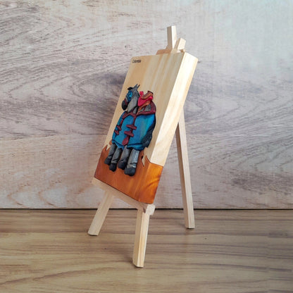 Botero Picador's Horse Wood Art on Easel